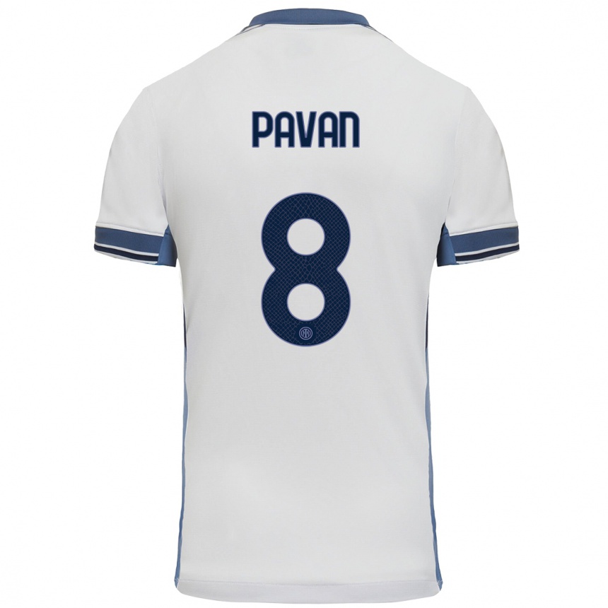 Niño Fútbol Camiseta Matilde Pavan #8 Blanco Gris 2ª Equipación 2024/25 México