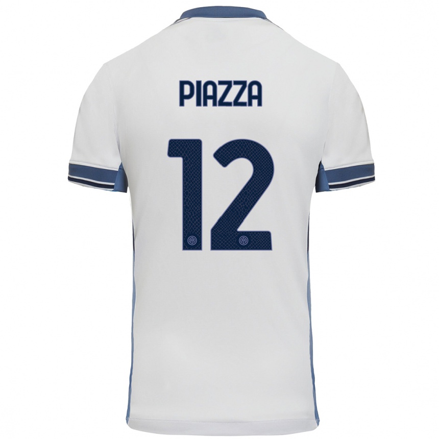 Niño Fútbol Camiseta Alessia Piazza #12 Blanco Gris 2ª Equipación 2024/25 México