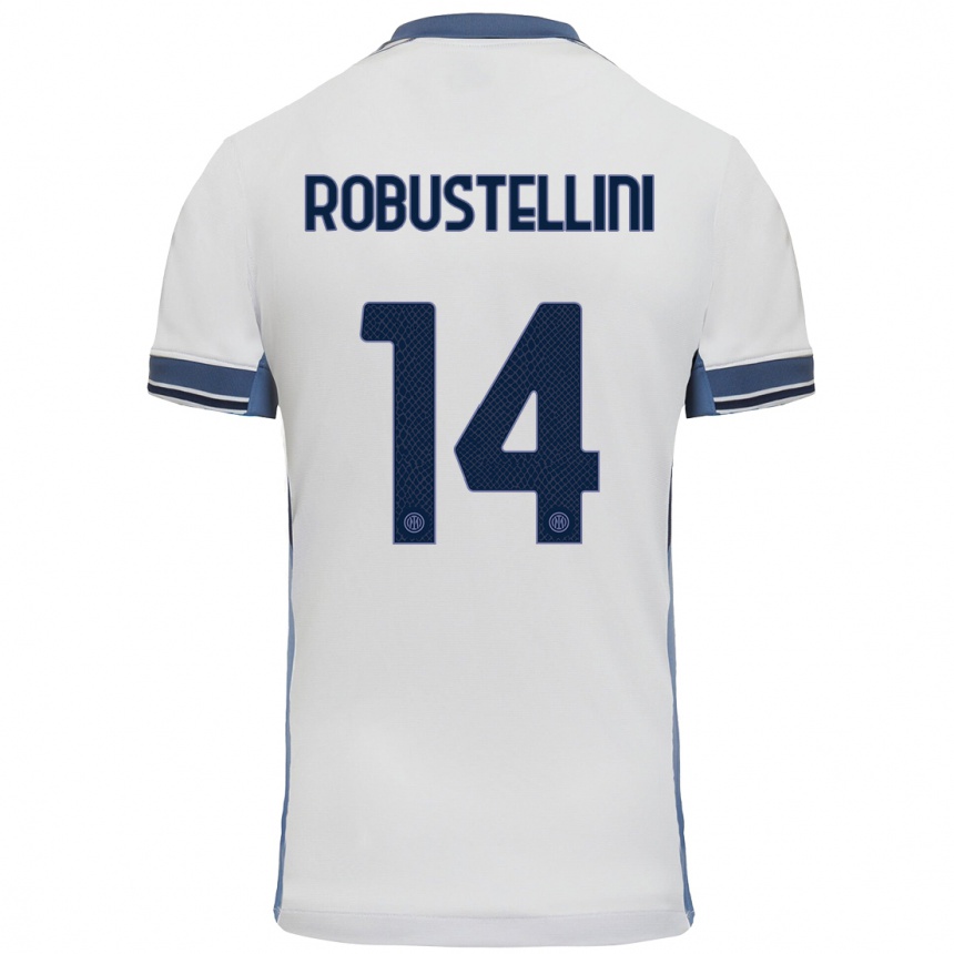 Niño Fútbol Camiseta Chiara Robustellini #14 Blanco Gris 2ª Equipación 2024/25 México