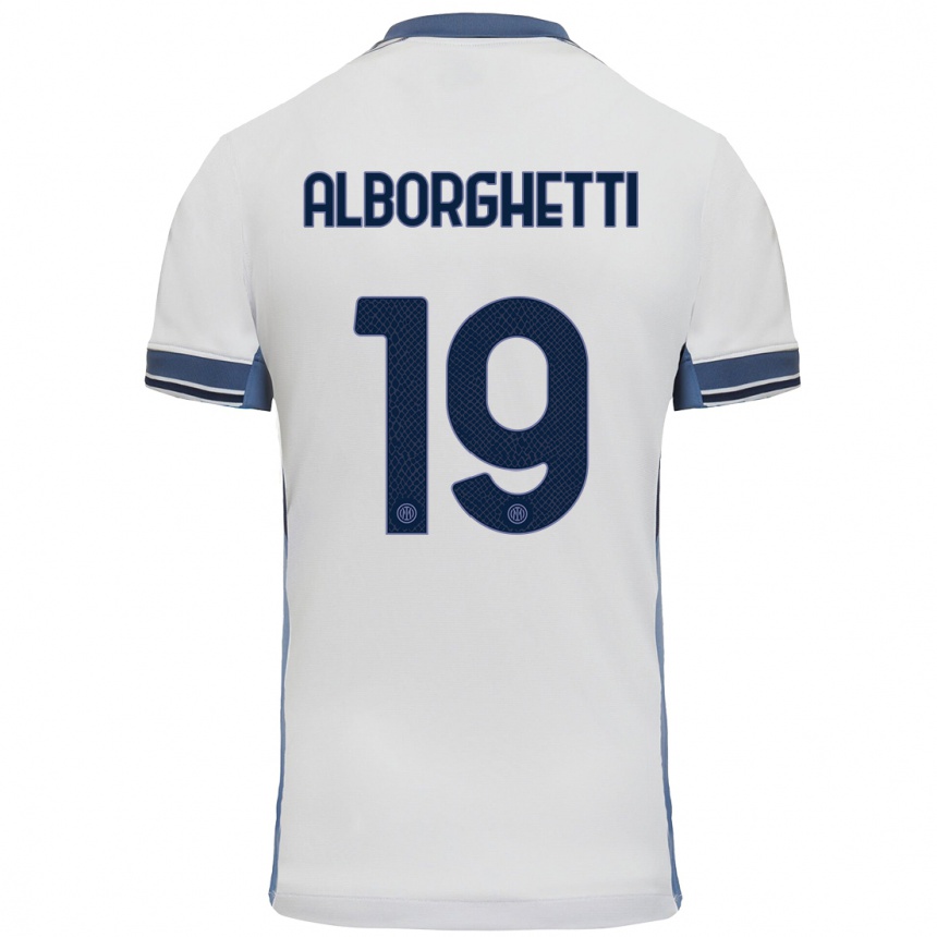 Niño Fútbol Camiseta Lisa Alborghetti #19 Blanco Gris 2ª Equipación 2024/25 México