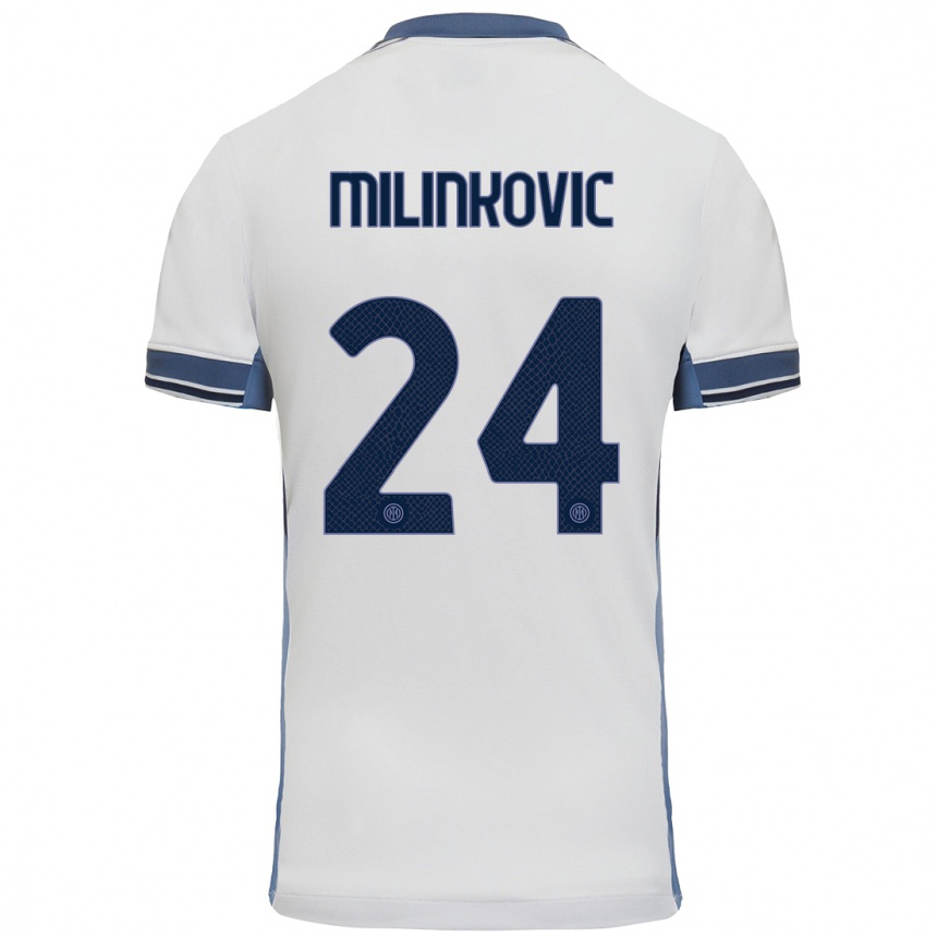 Niño Fútbol Camiseta Marija Milinković #24 Blanco Gris 2ª Equipación 2024/25 México