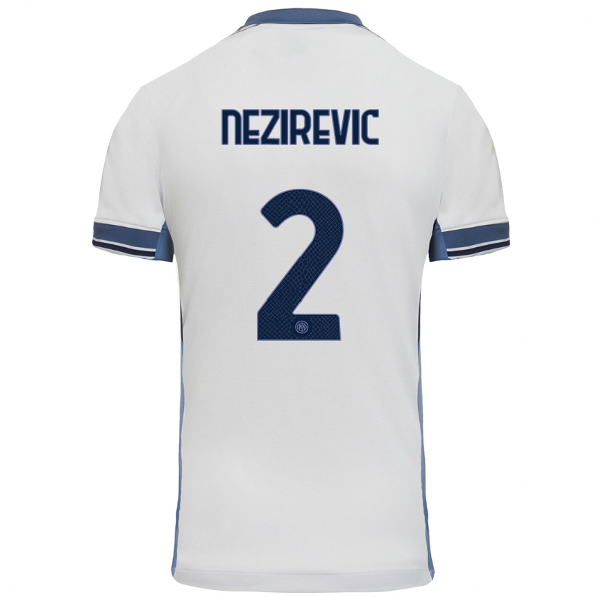 Niño Fútbol Camiseta Alem Nezirevic #2 Blanco Gris 2ª Equipación 2024/25 México