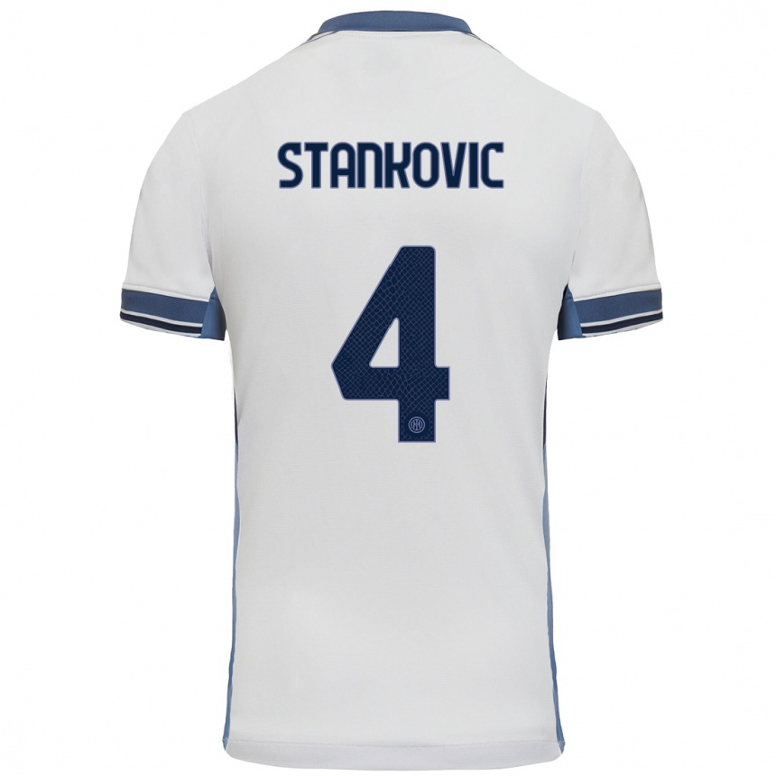 Niño Fútbol Camiseta Aleksandar Stankovic #4 Blanco Gris 2ª Equipación 2024/25 México