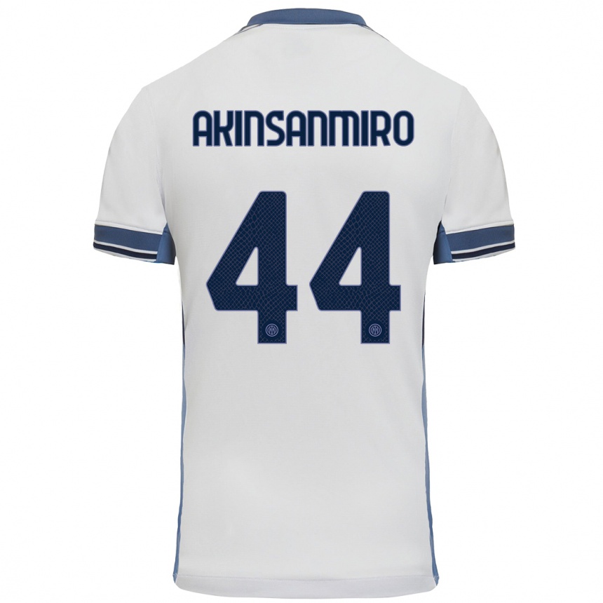 Niño Fútbol Camiseta Ebenezer Akinsanmiro #44 Blanco Gris 2ª Equipación 2024/25 México