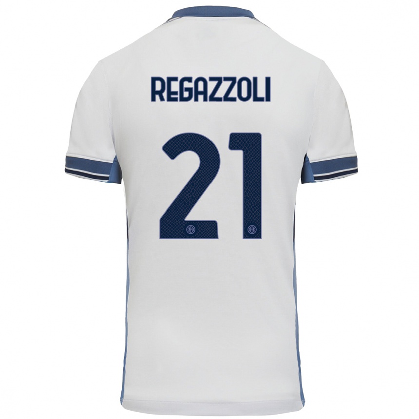 Niño Fútbol Camiseta Alice Regazzoli #21 Blanco Gris 2ª Equipación 2024/25 México