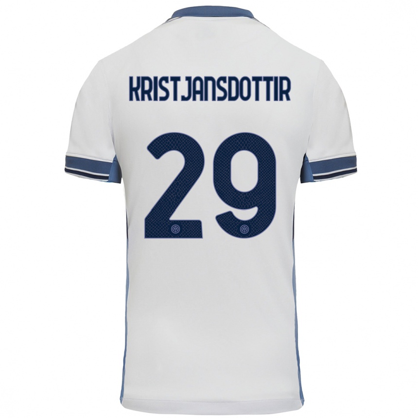 Niño Fútbol Camiseta Anna Bjork Kristjansdottir #29 Blanco Gris 2ª Equipación 2024/25 México