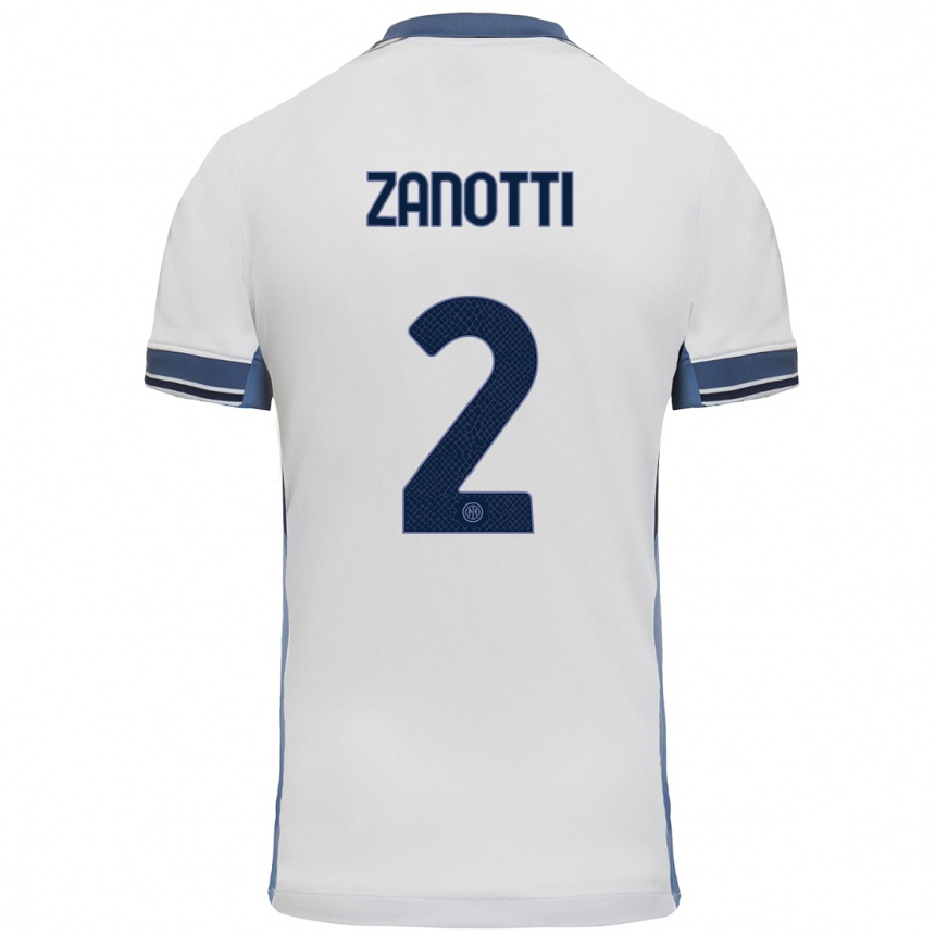 Niño Fútbol Camiseta Mattia Zanotti #2 Blanco Gris 2ª Equipación 2024/25 México