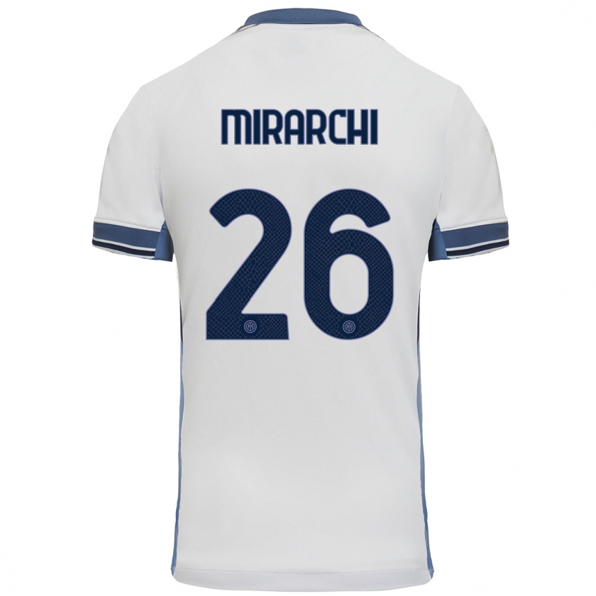 Niño Fútbol Camiseta Mattia Mirarchi #26 Blanco Gris 2ª Equipación 2024/25 México