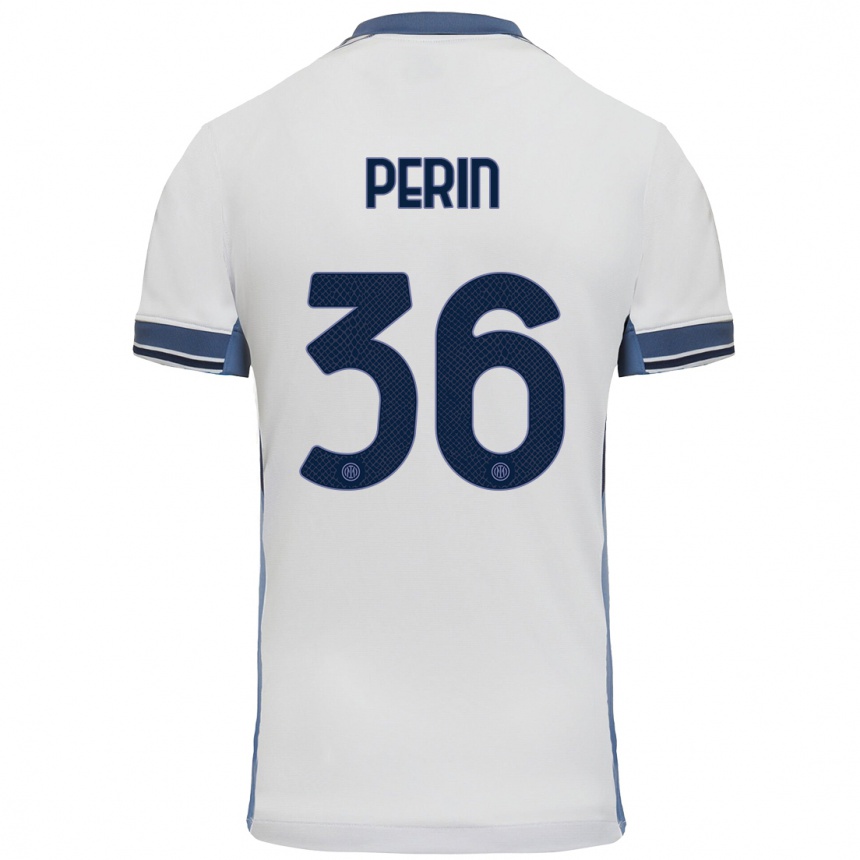 Niño Fútbol Camiseta Nicolo Perin #36 Blanco Gris 2ª Equipación 2024/25 México