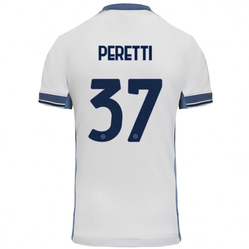 Niño Fútbol Camiseta Lorenzo Peretti #37 Blanco Gris 2ª Equipación 2024/25 México