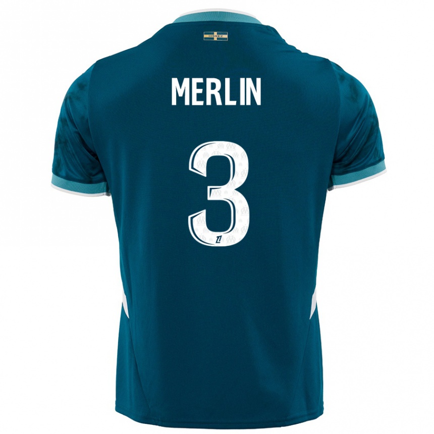 Niño Fútbol Camiseta Quentin Merlin #3 Azul Turquesa 2ª Equipación 2024/25 México