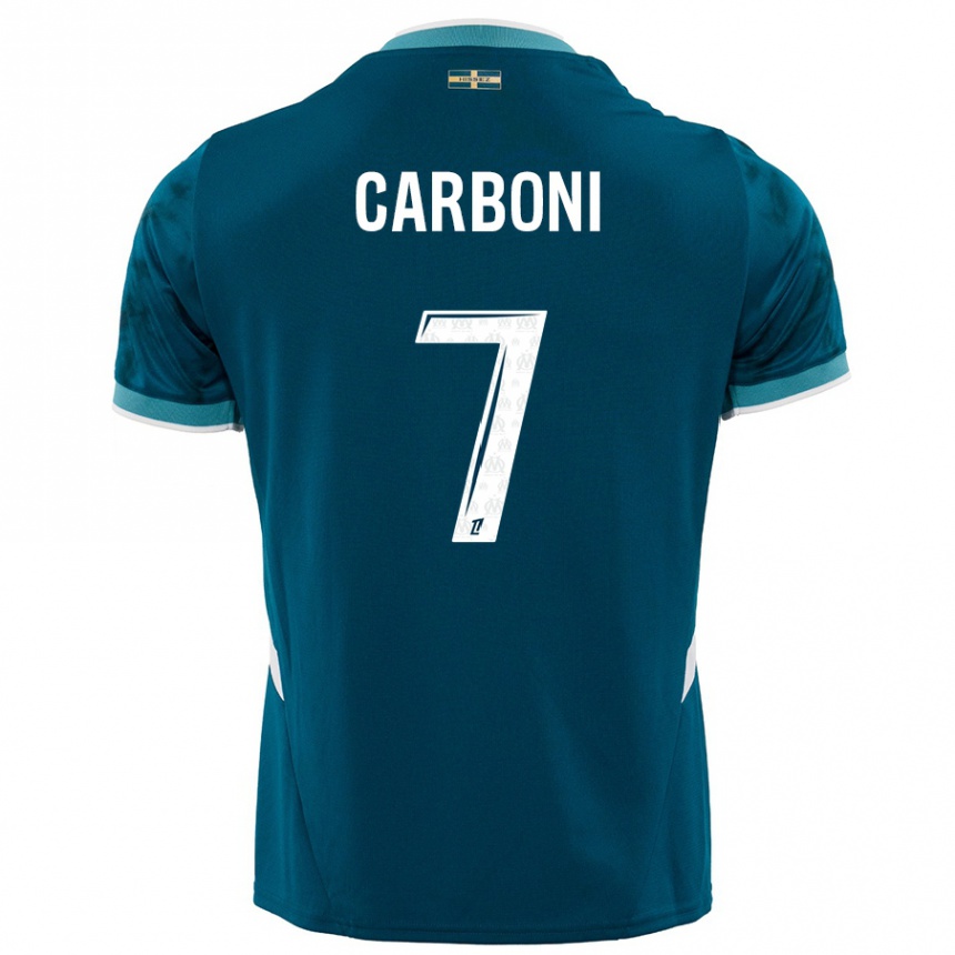 Niño Fútbol Camiseta Valentín Carboni #7 Azul Turquesa 2ª Equipación 2024/25 México