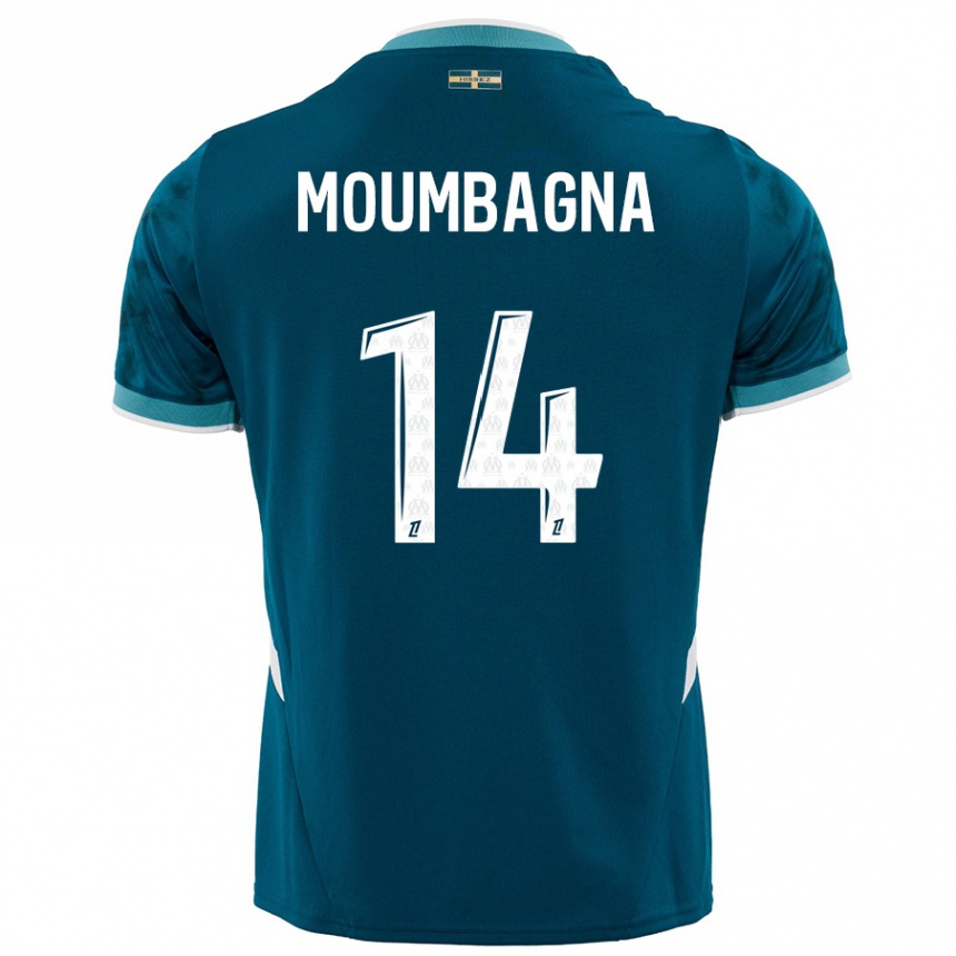 Niño Fútbol Camiseta Faris Moumbagna #14 Azul Turquesa 2ª Equipación 2024/25 México