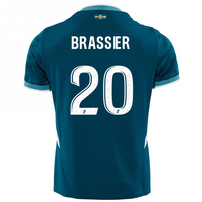 Niño Fútbol Camiseta Lilian Brassier #20 Azul Turquesa 2ª Equipación 2024/25 México