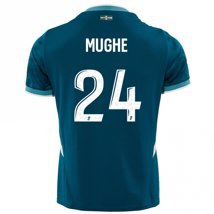 Niño Fútbol Camiseta François Mughe #24 Azul Turquesa 2ª Equipación 2024/25 México