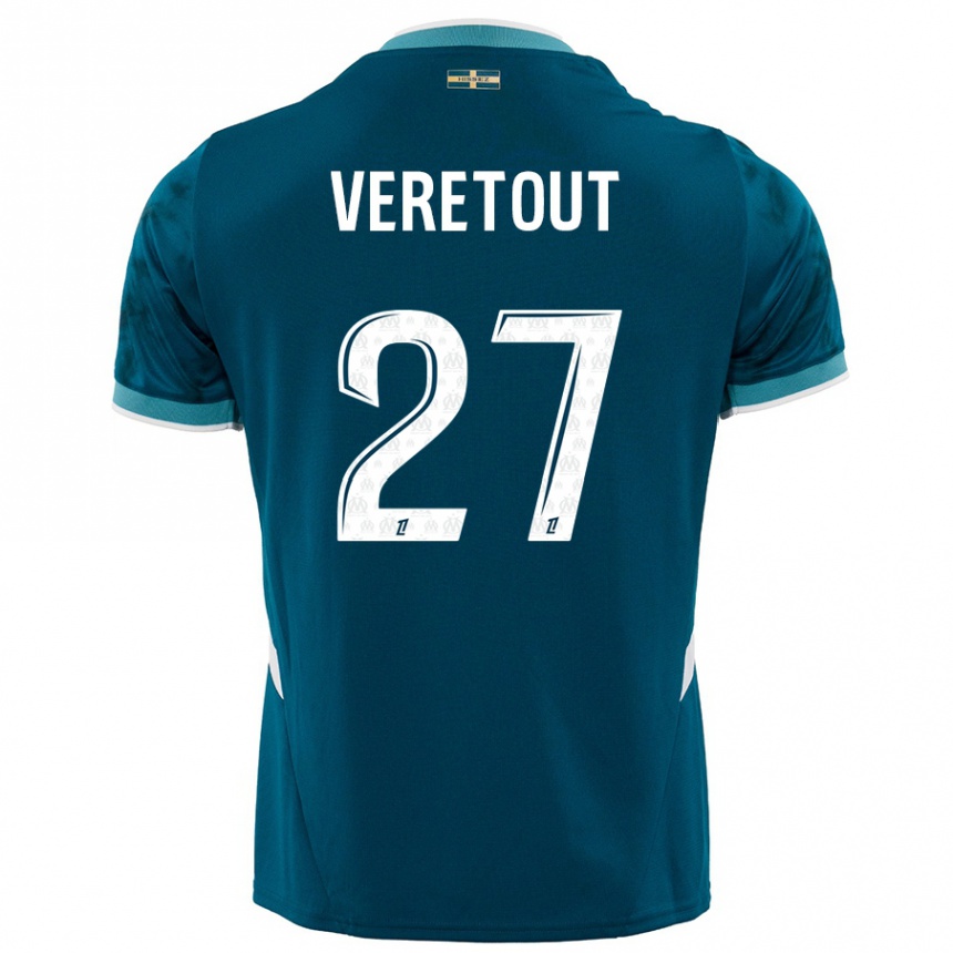 Niño Fútbol Camiseta Jordan Veretout #27 Azul Turquesa 2ª Equipación 2024/25 México