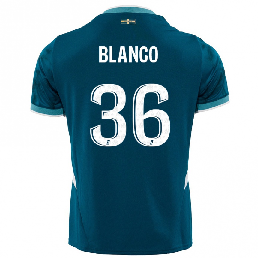 Niño Fútbol Camiseta Ruben Blanco #36 Azul Turquesa 2ª Equipación 2024/25 México