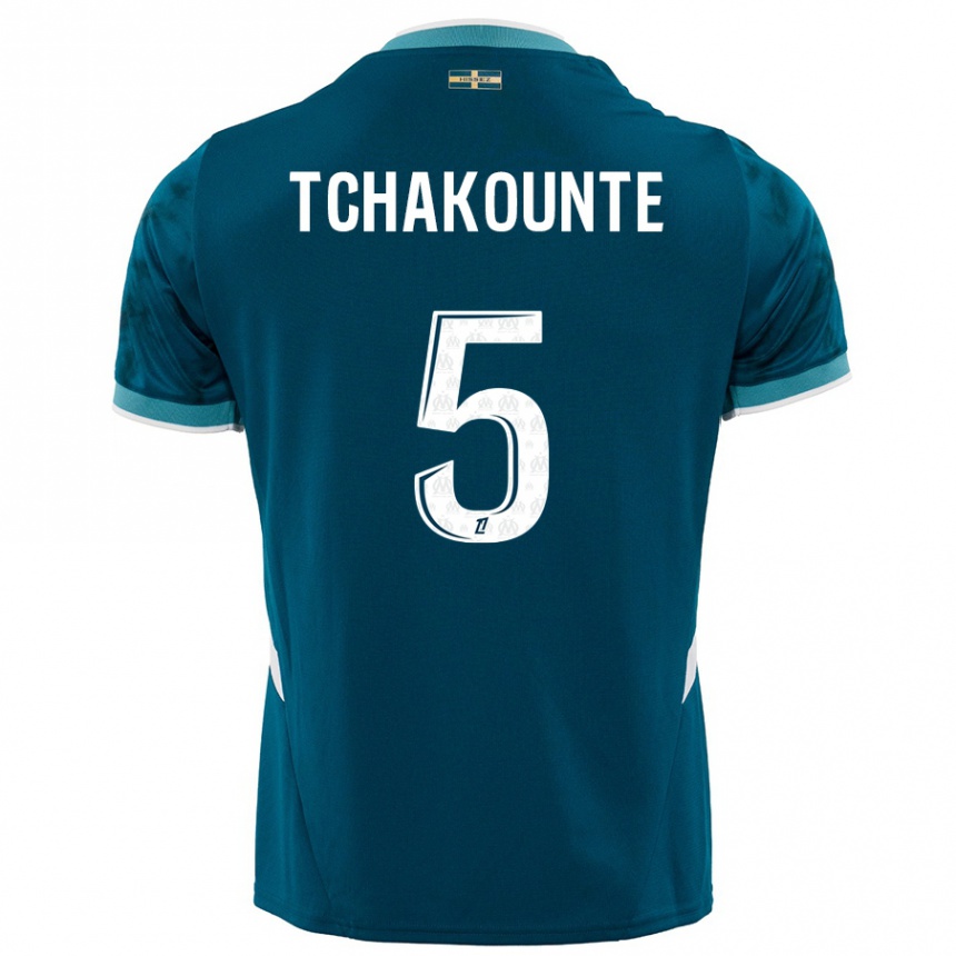 Niño Fútbol Camiseta Annaëlle Tchakounté #5 Azul Turquesa 2ª Equipación 2024/25 México