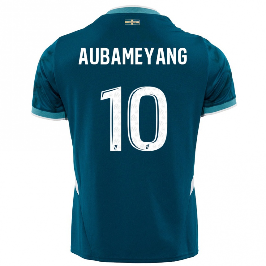 Niño Fútbol Camiseta Pierre-Emerick Aubameyang #10 Azul Turquesa 2ª Equipación 2024/25 México