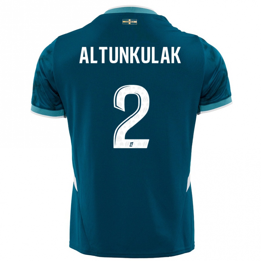 Niño Fútbol Camiseta Selen Altunkulak #2 Azul Turquesa 2ª Equipación 2024/25 México