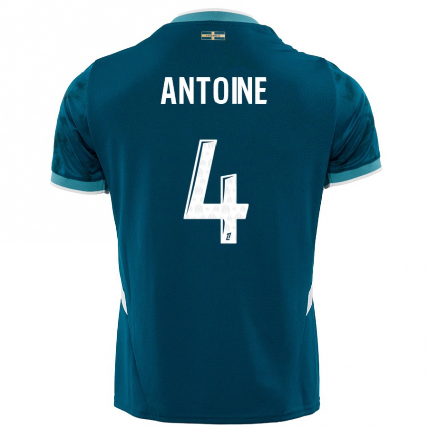 Niño Fútbol Camiseta Maud Antoine #4 Azul Turquesa 2ª Equipación 2024/25 México