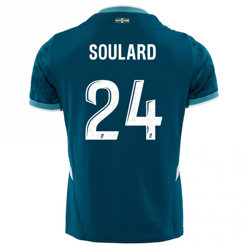 Niño Fútbol Camiseta Amandine Soulard #24 Azul Turquesa 2ª Equipación 2024/25 México