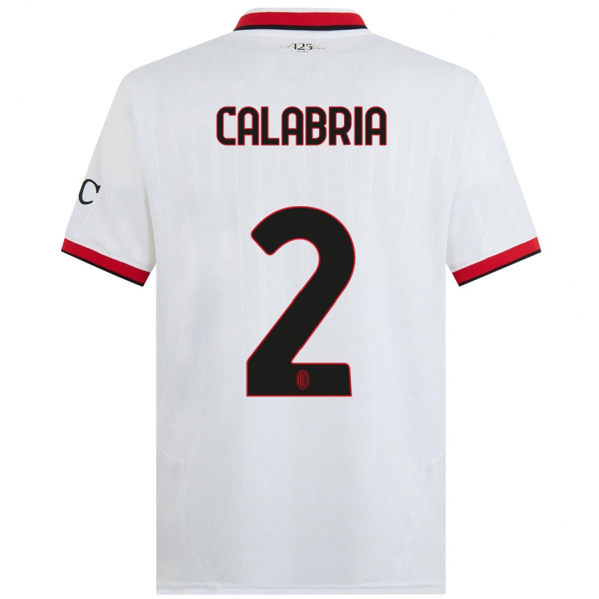 Niño Fútbol Camiseta Davide Calabria #2 Blanco Negro Rojo 2ª Equipación 2024/25 México