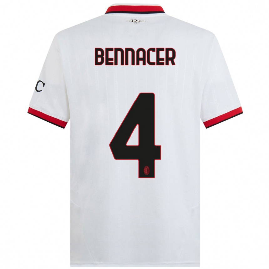 Niño Fútbol Camiseta Ismael Bennacer #4 Blanco Negro Rojo 2ª Equipación 2024/25 México