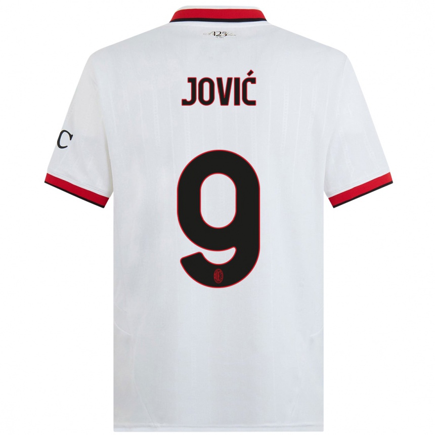 Niño Fútbol Camiseta Luka Jovic #9 Blanco Negro Rojo 2ª Equipación 2024/25 México