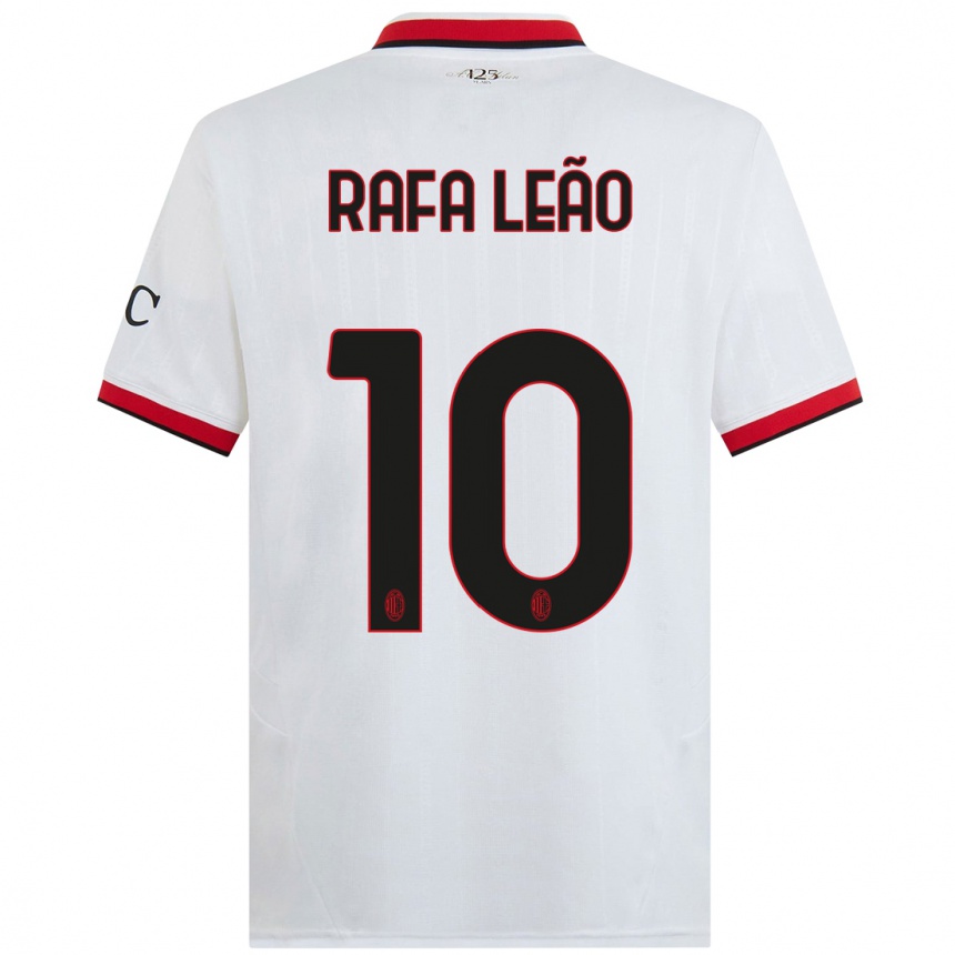 Niño Fútbol Camiseta Rafael Leao #10 Blanco Negro Rojo 2ª Equipación 2024/25 México