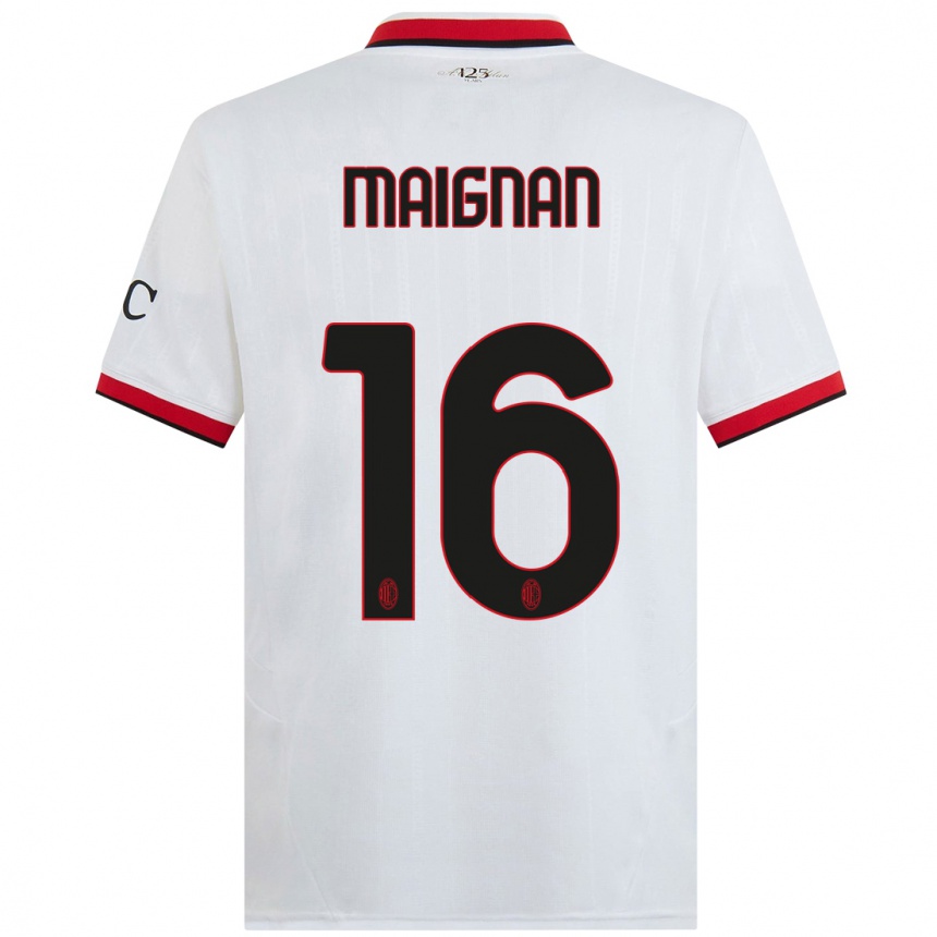 Niño Fútbol Camiseta Mike Maignan #16 Blanco Negro Rojo 2ª Equipación 2024/25 México