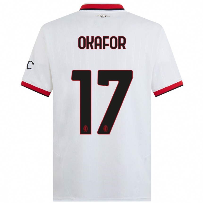 Niño Fútbol Camiseta Noah Okafor #17 Blanco Negro Rojo 2ª Equipación 2024/25 México