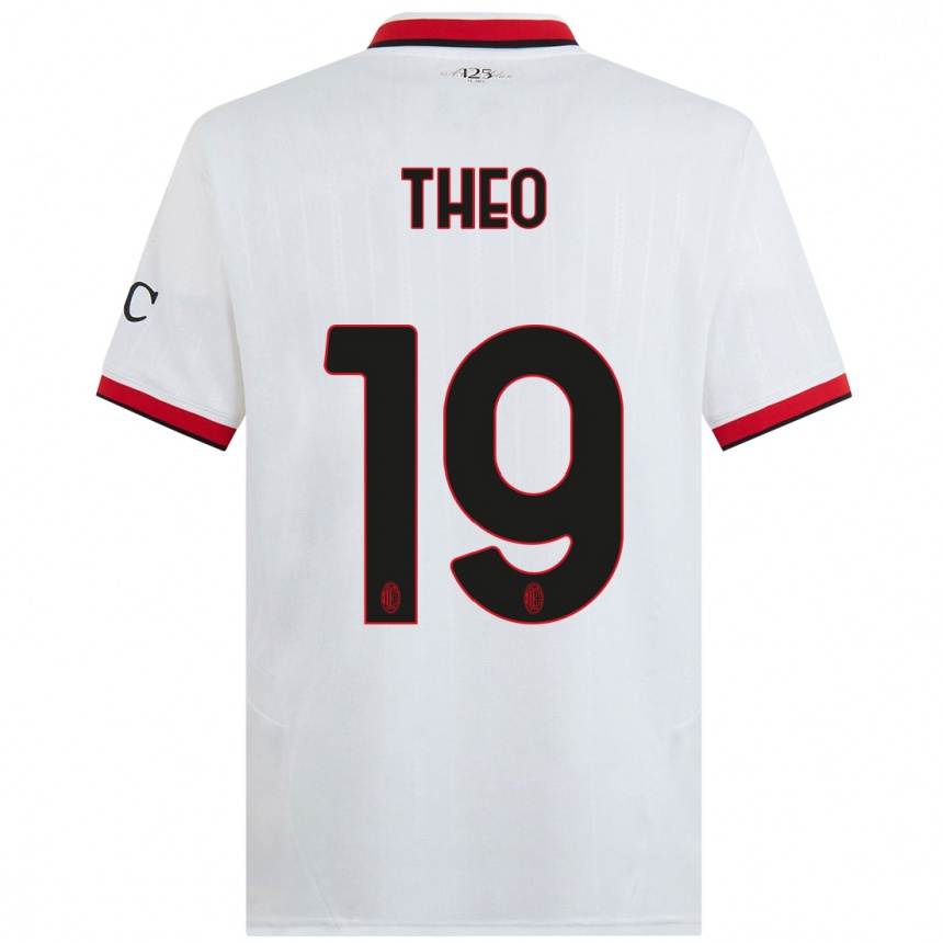 Niño Fútbol Camiseta Theo Hernandez #19 Blanco Negro Rojo 2ª Equipación 2024/25 México