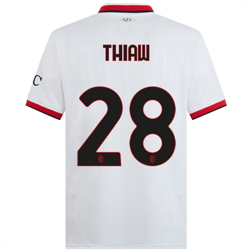 Niño Fútbol Camiseta Malick Thiaw #28 Blanco Negro Rojo 2ª Equipación 2024/25 México