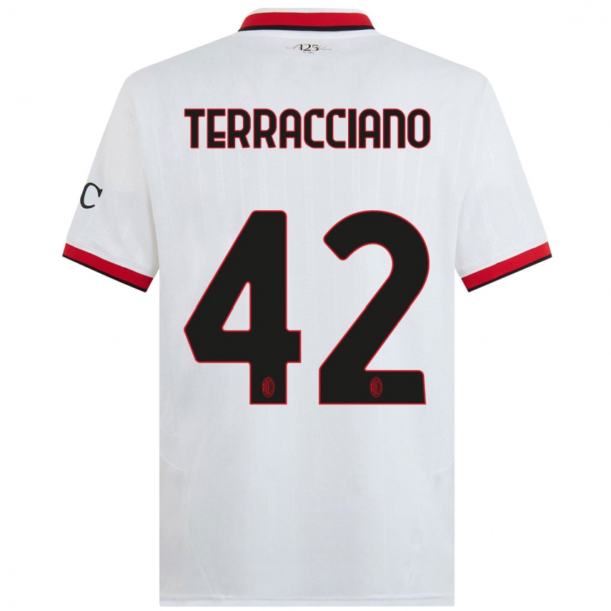 Niño Fútbol Camiseta Filippo Terracciano #42 Blanco Negro Rojo 2ª Equipación 2024/25 México