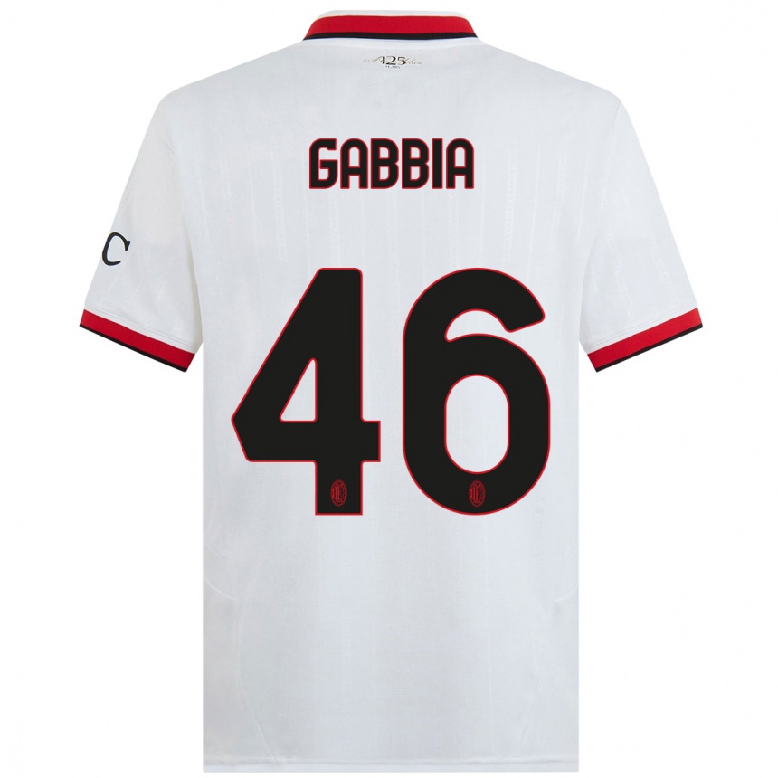 Niño Fútbol Camiseta Matteo Gabbia #46 Blanco Negro Rojo 2ª Equipación 2024/25 México