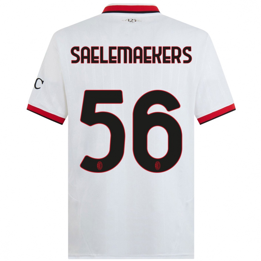 Niño Fútbol Camiseta Alexis Saelemaekers #56 Blanco Negro Rojo 2ª Equipación 2024/25 México