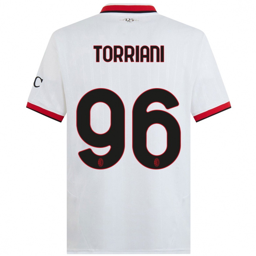 Niño Fútbol Camiseta Lorenzo Torriani #96 Blanco Negro Rojo 2ª Equipación 2024/25 México