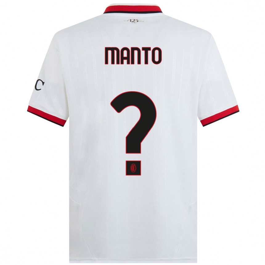 Niño Fútbol Camiseta Gaetano Manto #0 Blanco Negro Rojo 2ª Equipación 2024/25 México