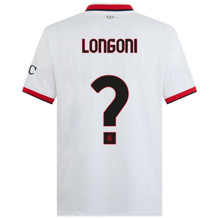 Niño Fútbol Camiseta Alessandro Longoni #0 Blanco Negro Rojo 2ª Equipación 2024/25 México