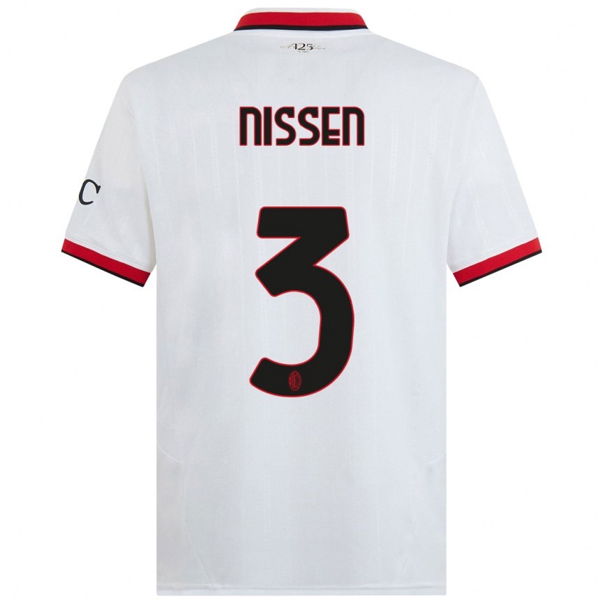 Niño Fútbol Camiseta Fredrik Nissen #3 Blanco Negro Rojo 2ª Equipación 2024/25 México