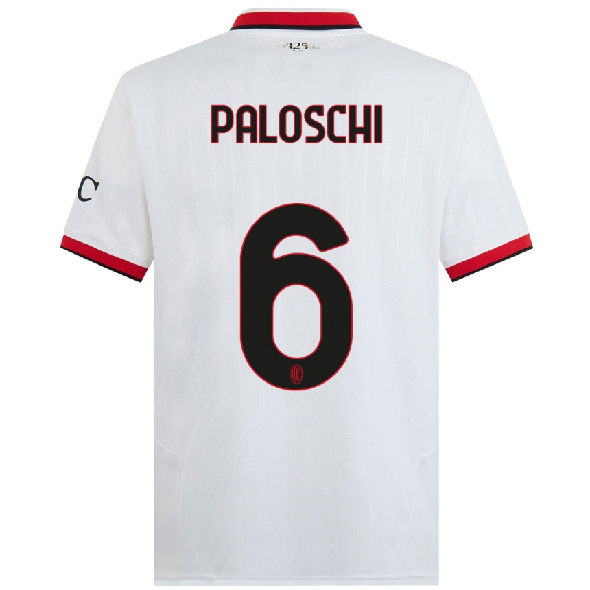 Niño Fútbol Camiseta Dorian Paloschi #6 Blanco Negro Rojo 2ª Equipación 2024/25 México