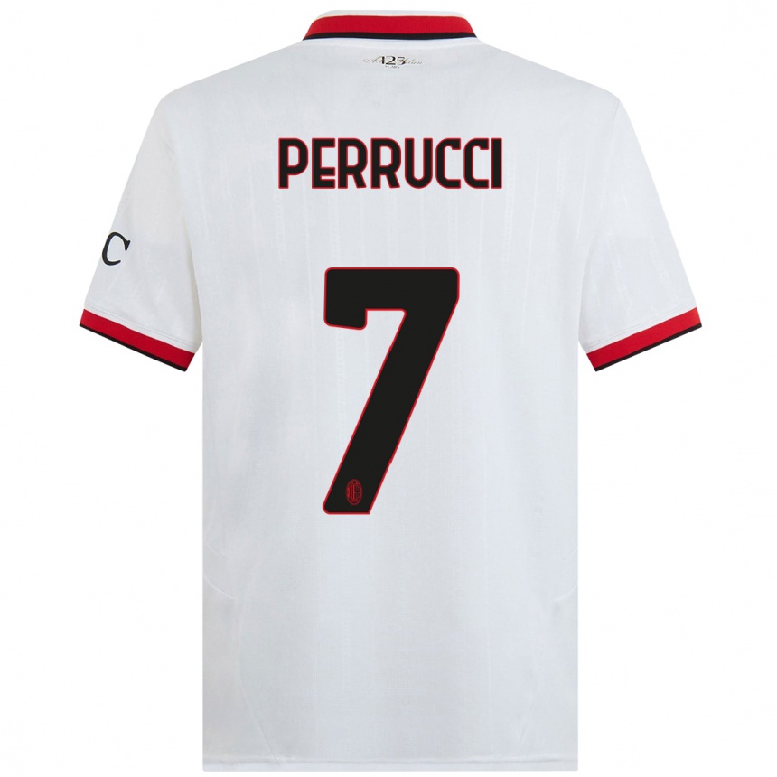 Niño Fútbol Camiseta Vincenzo Perrucci #7 Blanco Negro Rojo 2ª Equipación 2024/25 México