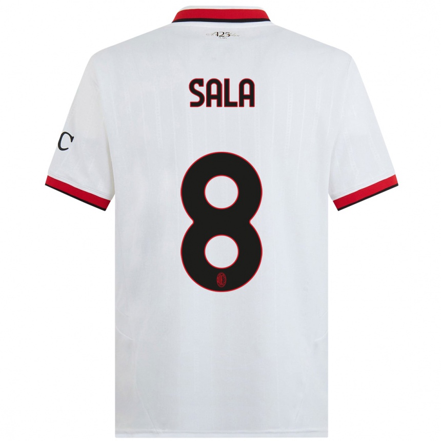 Niño Fútbol Camiseta Emanuele Sala #8 Blanco Negro Rojo 2ª Equipación 2024/25 México