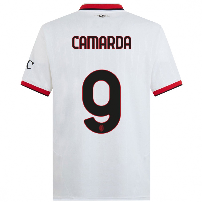 Niño Fútbol Camiseta Francesco Camarda #9 Blanco Negro Rojo 2ª Equipación 2024/25 México