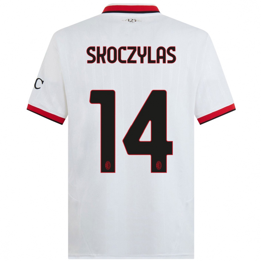 Niño Fútbol Camiseta Mateusz Skoczylas #14 Blanco Negro Rojo 2ª Equipación 2024/25 México