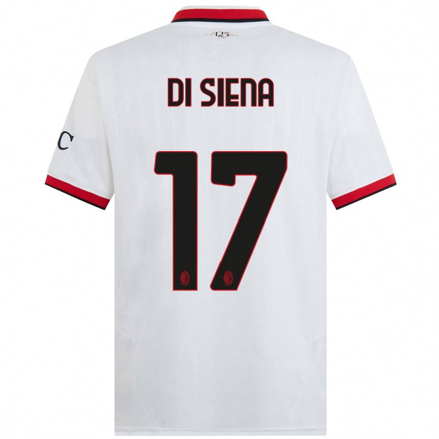 Niño Fútbol Camiseta Andrea Di Siena #17 Blanco Negro Rojo 2ª Equipación 2024/25 México