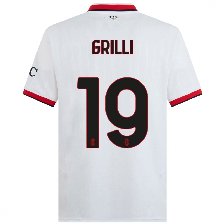 Niño Fútbol Camiseta Lorenzo Grilli #19 Blanco Negro Rojo 2ª Equipación 2024/25 México