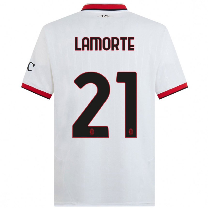 Niño Fútbol Camiseta Alessandro Lamorte #21 Blanco Negro Rojo 2ª Equipación 2024/25 México