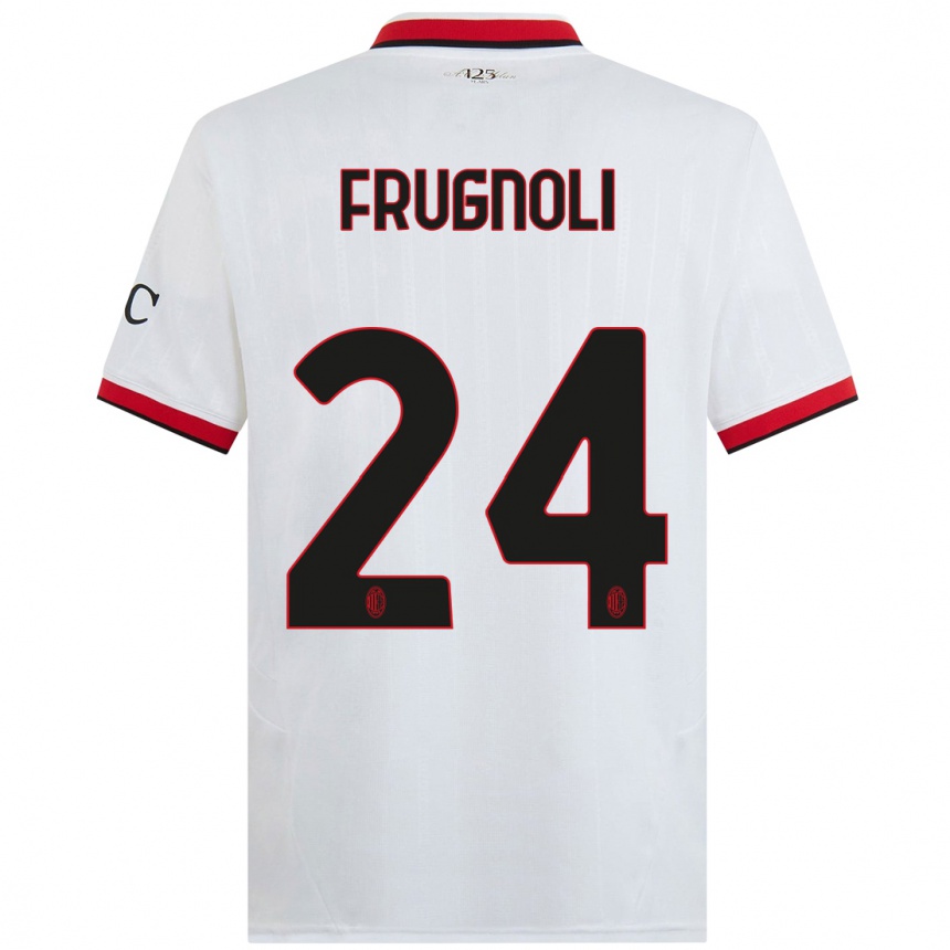 Niño Fútbol Camiseta Leonardo Frugnoli #24 Blanco Negro Rojo 2ª Equipación 2024/25 México